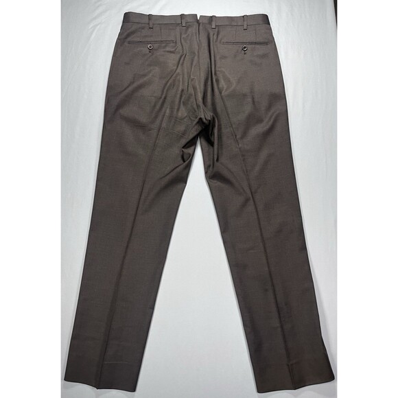 Men's Incotex Super 100's Wool Flat Front Dress Pants 36x31 Brown High Comfort - Picture 4 of 13